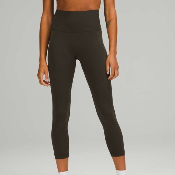 Lululemon Wunder Train High-Rise Crop 23" in Dark Olive Green, size 20 - Picture 1 of 8